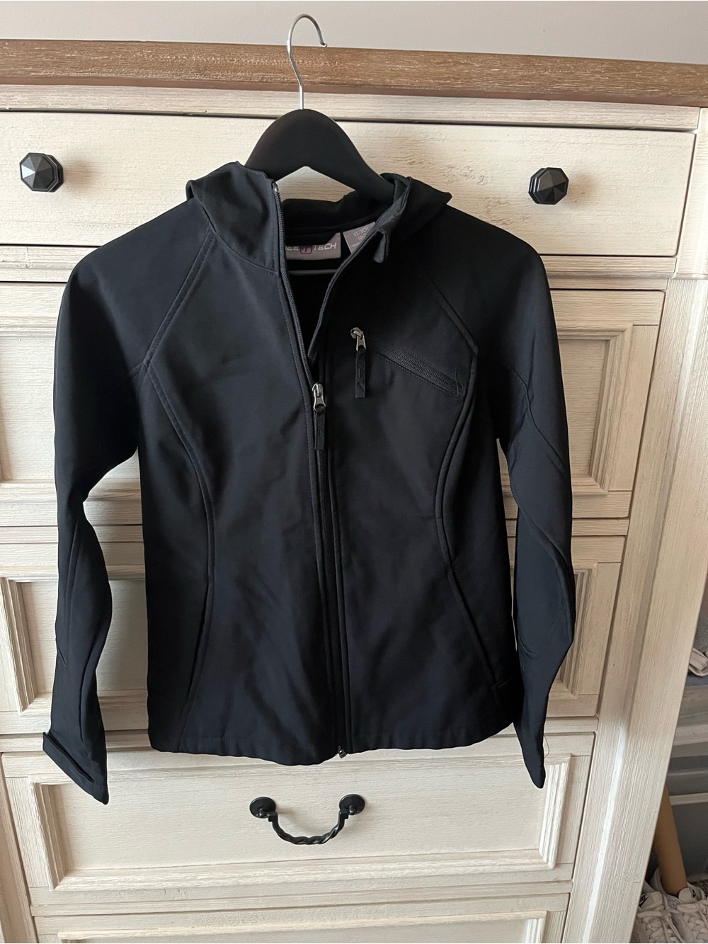 Women's Black Hooded Utility Softshell Jacket